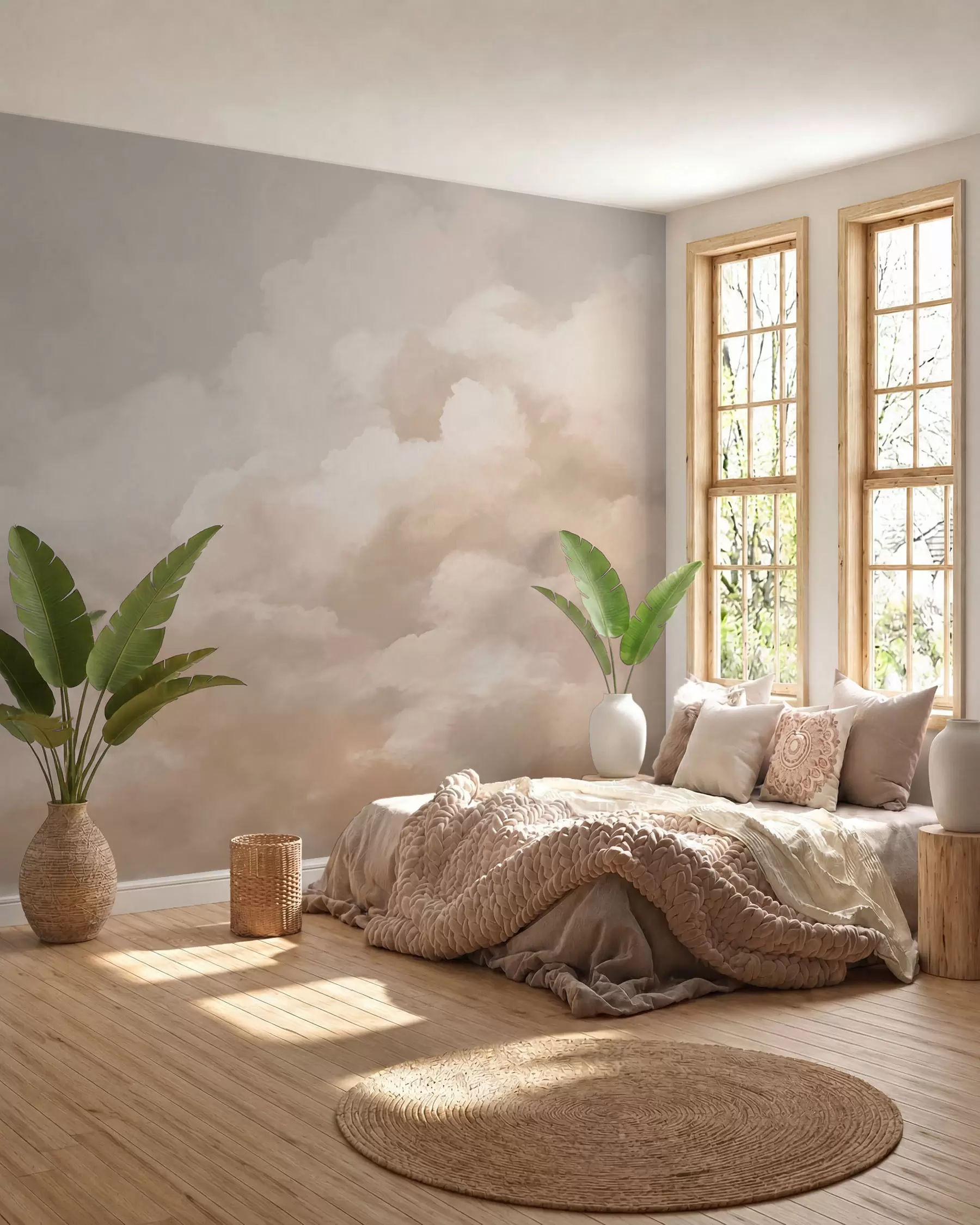 wall murals Billowing Cream Clouds w03136