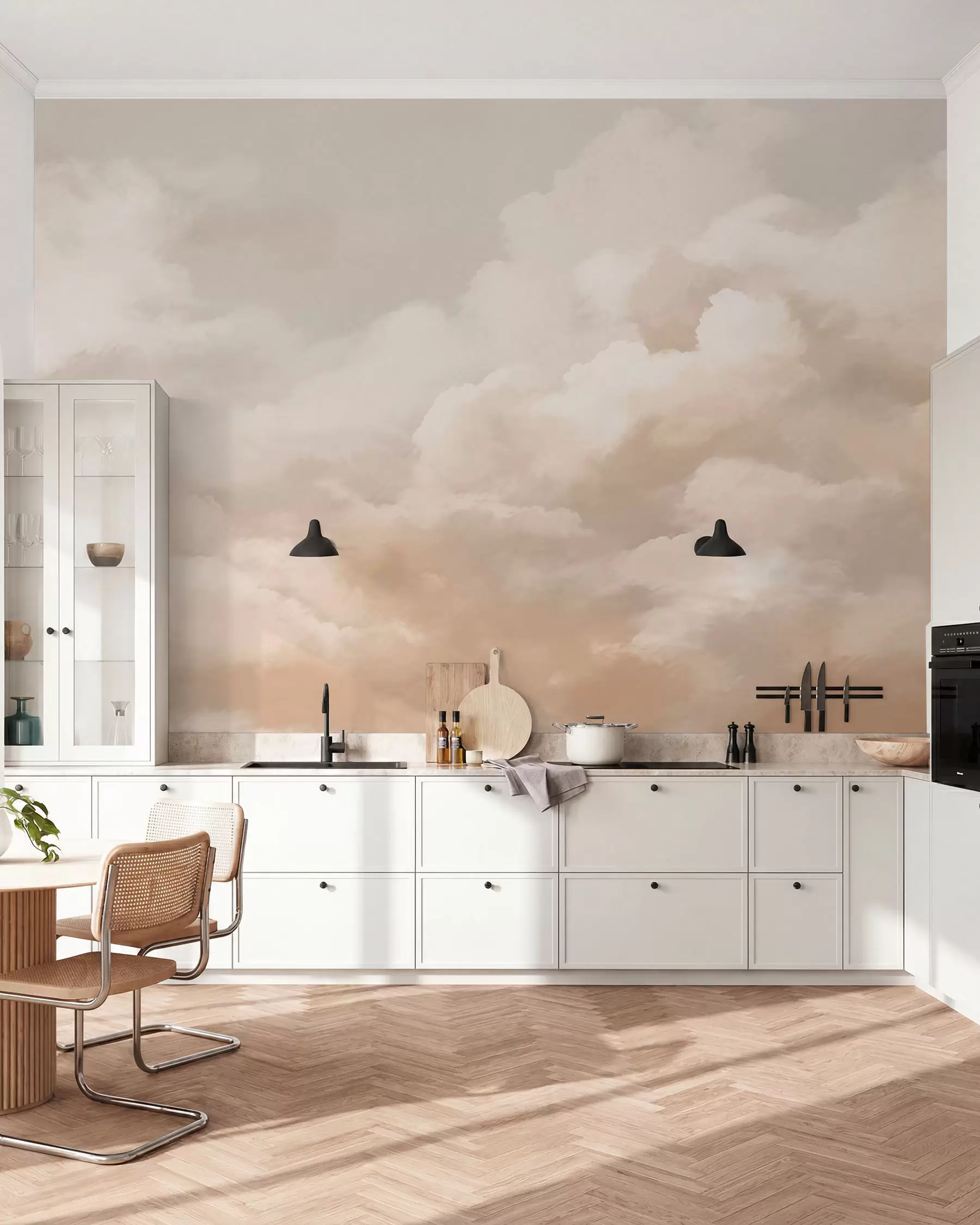 wall murals Billowing Cream Clouds w03136