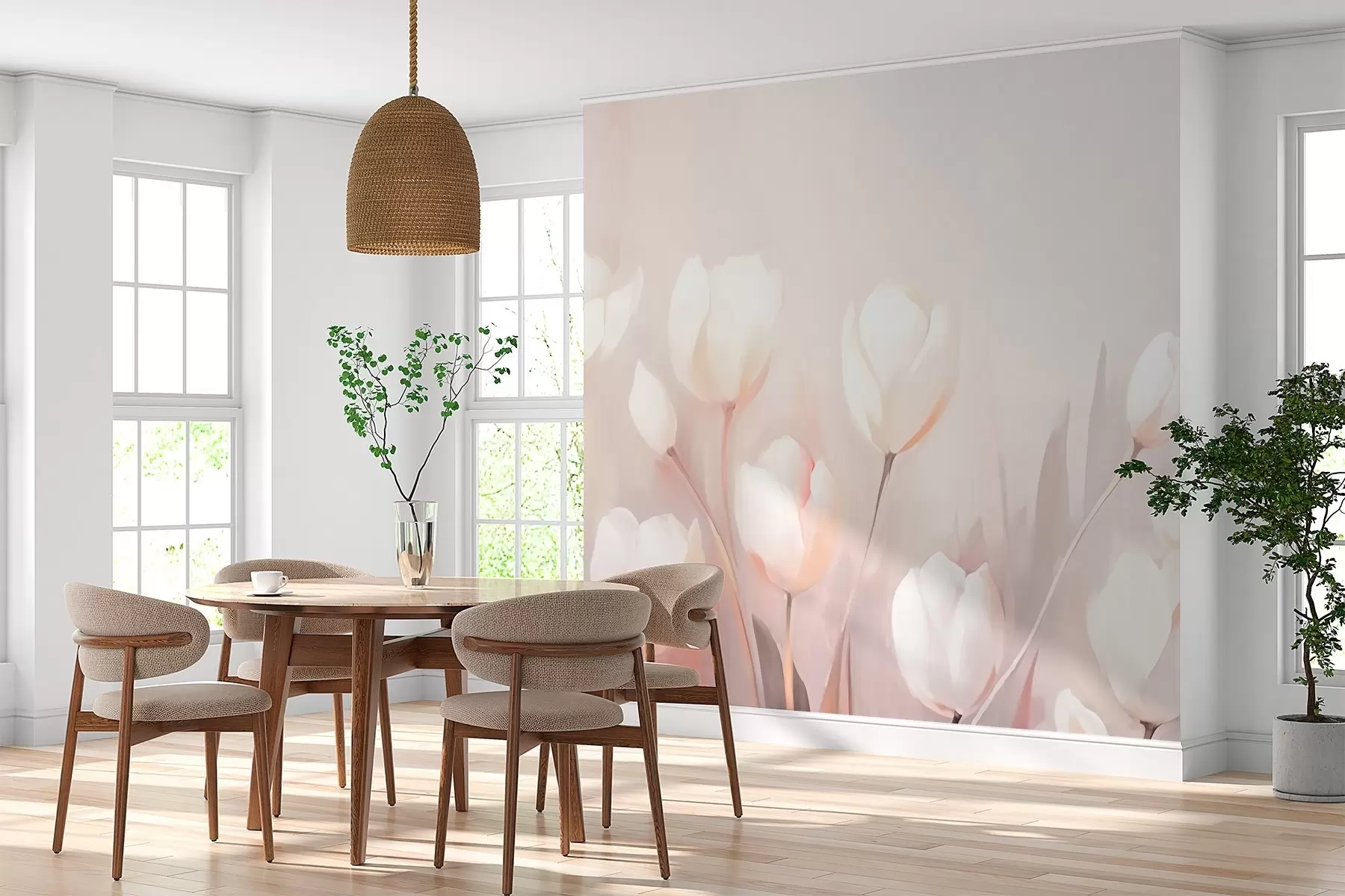 wall murals White tulips w03137