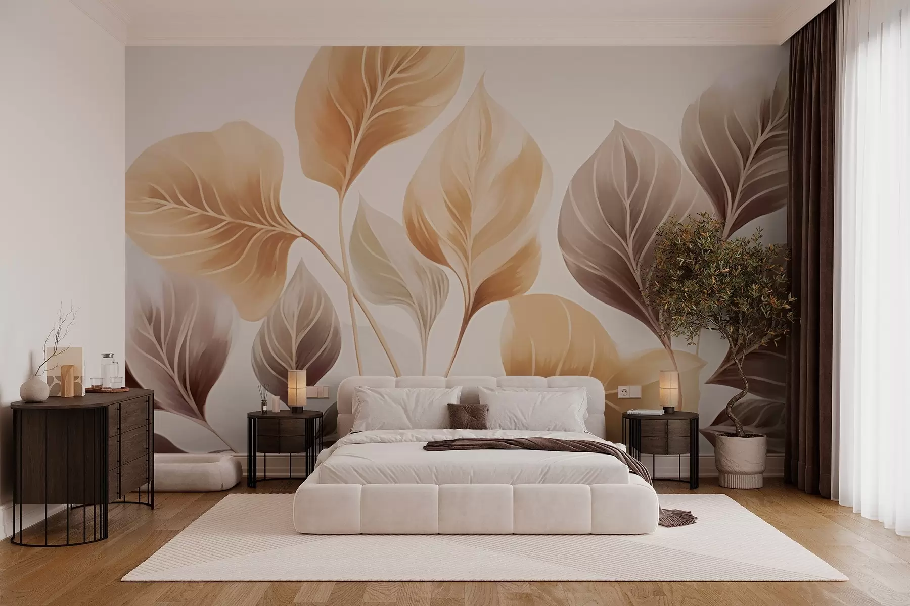 wall murals Large leaves w03138