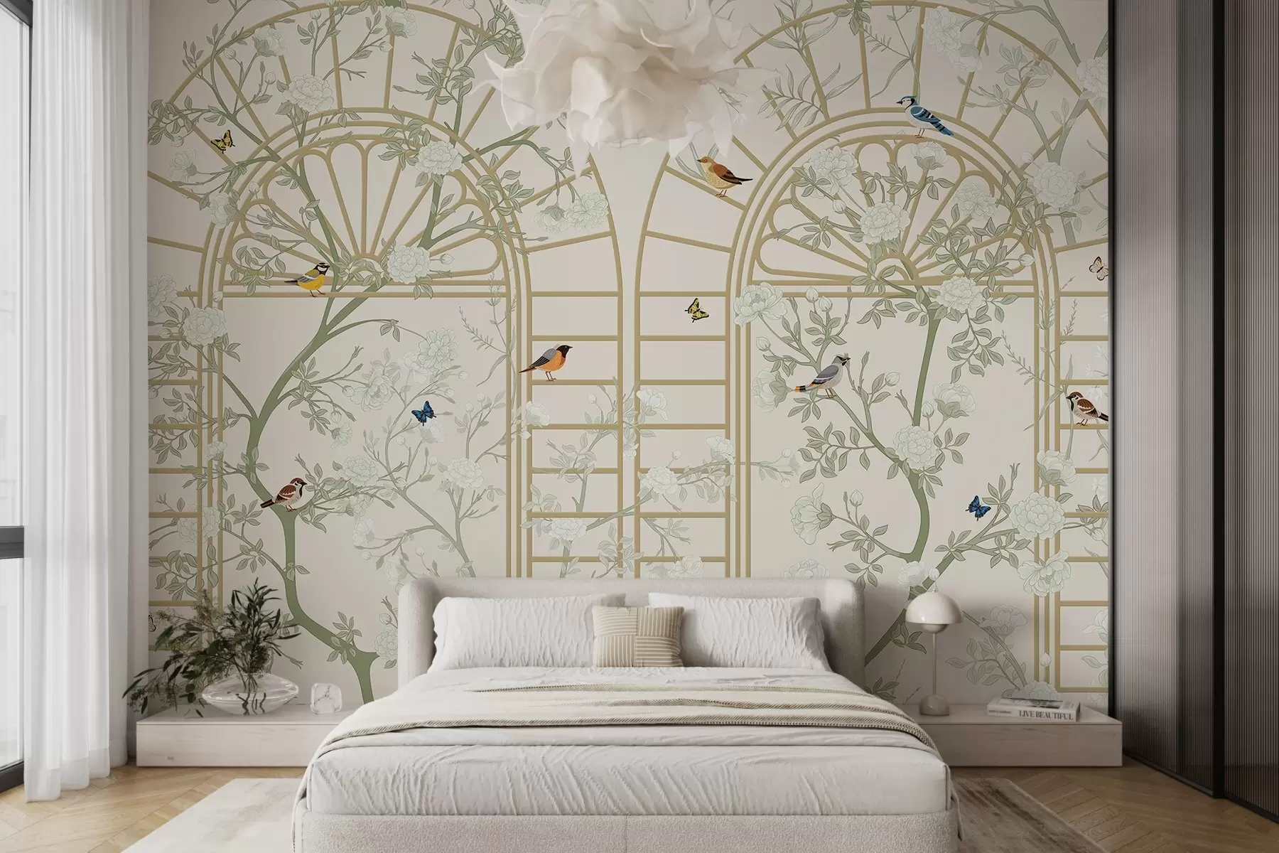 wall murals Tender branches on arch w03190