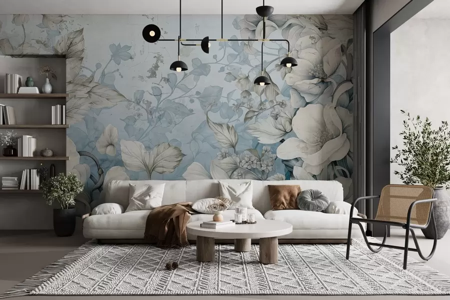 wall murals Fantasy painted flowers on the wall w03191