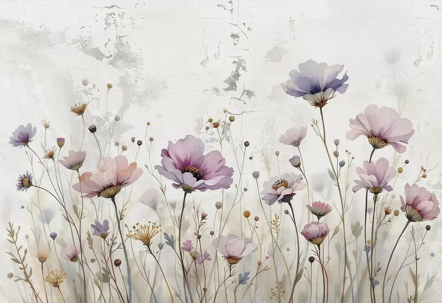 wall murals Watercolor flowers in grunge style w03192