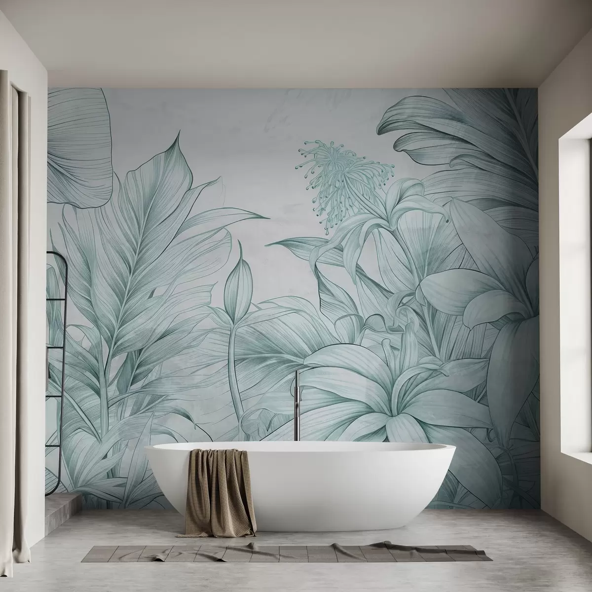 wall murals Detailed leaves in grunge style w03201v3