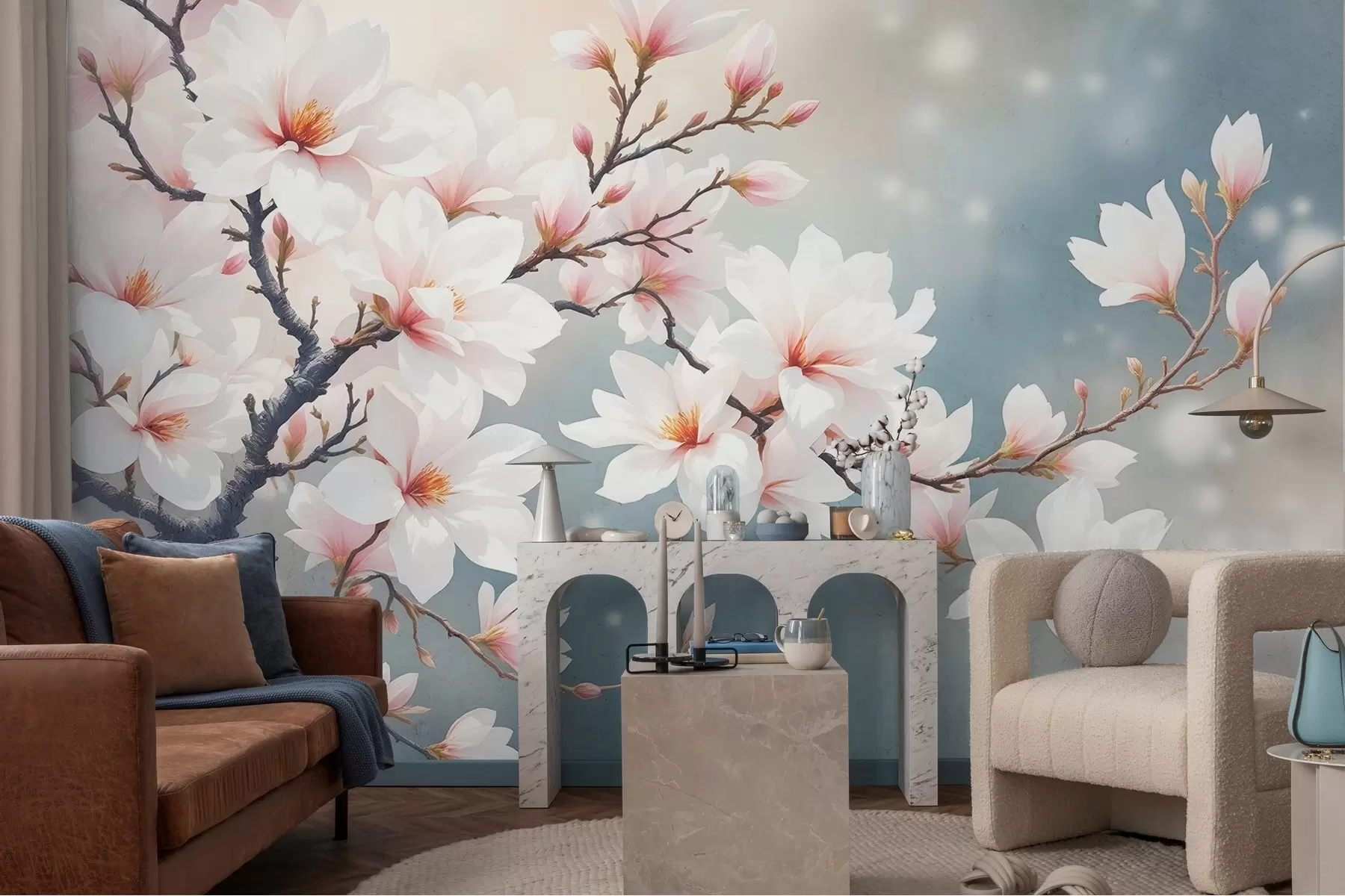wall murals Blooming branch drawn abstract w03202