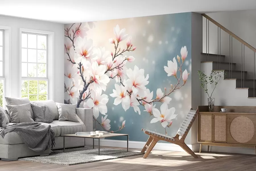 wall murals Blooming branch drawn abstract w03202