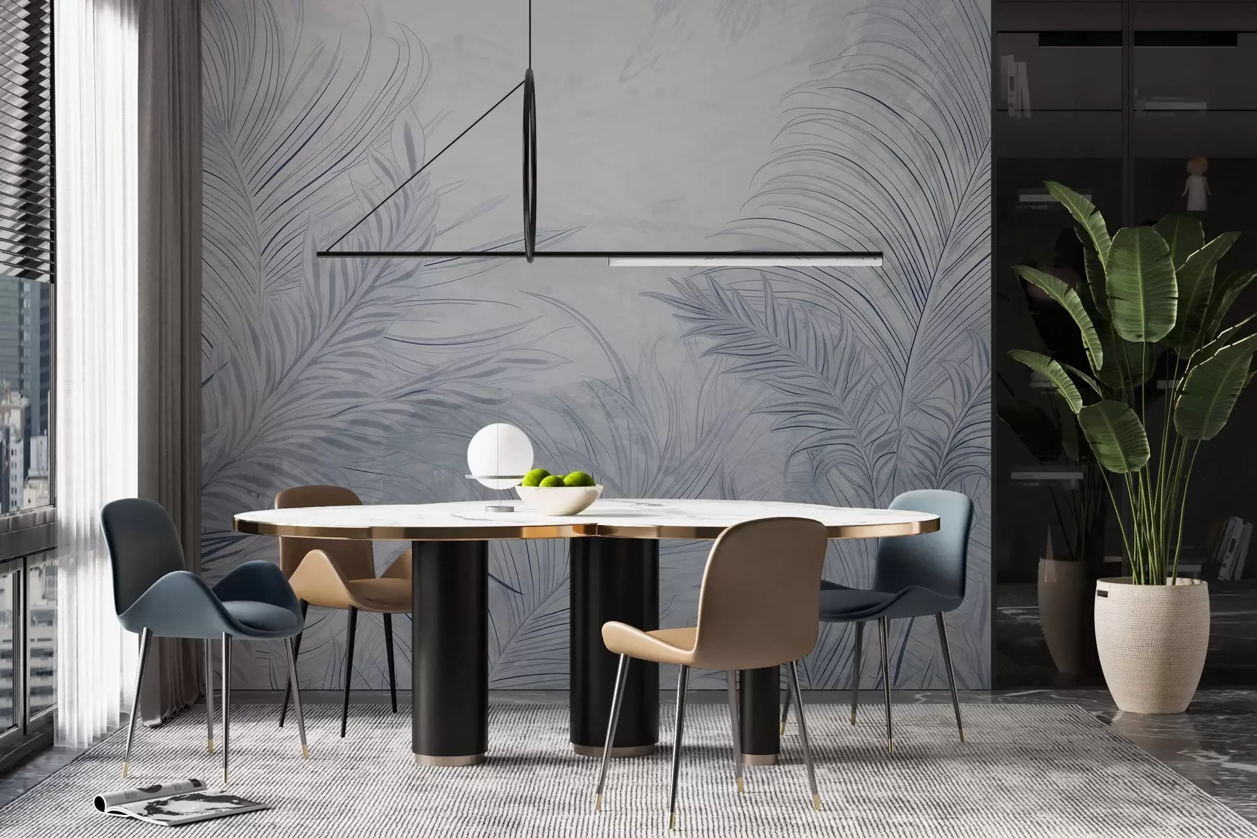 wall murals Stylish grunge leaves w03207v1