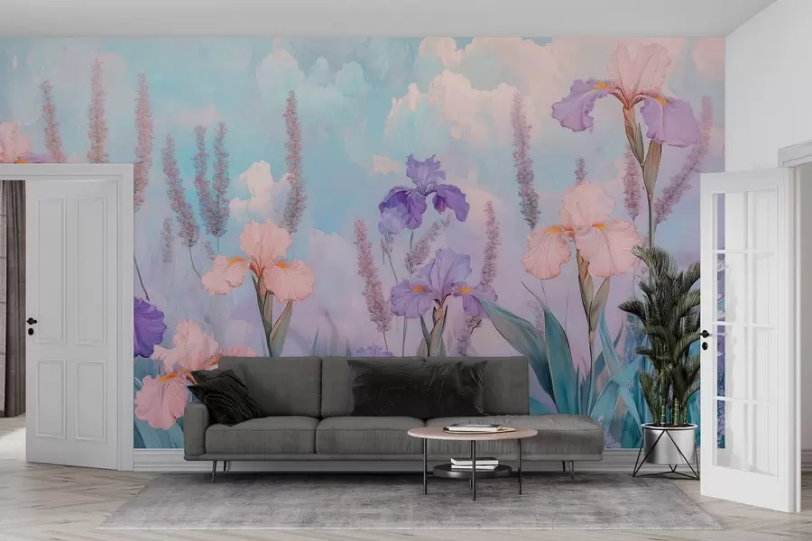 wall murals Oli style drawing flowers, summer meadow, floral w03154