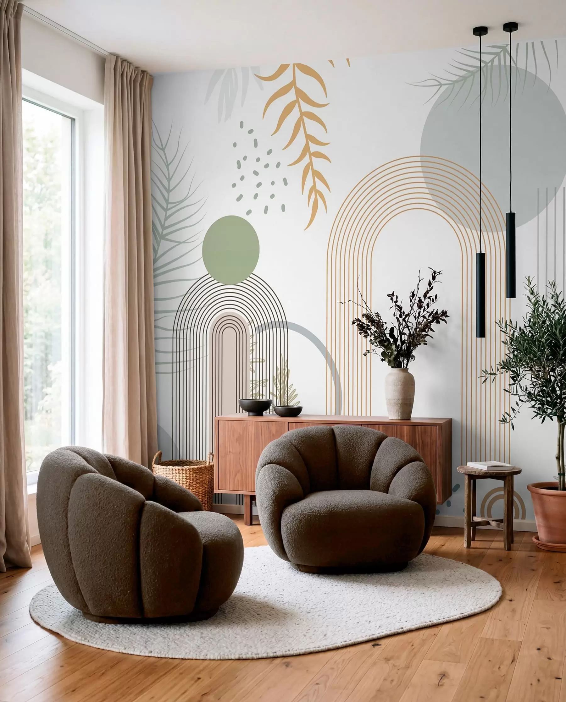wall murals Leaves and Fine Arches w08835