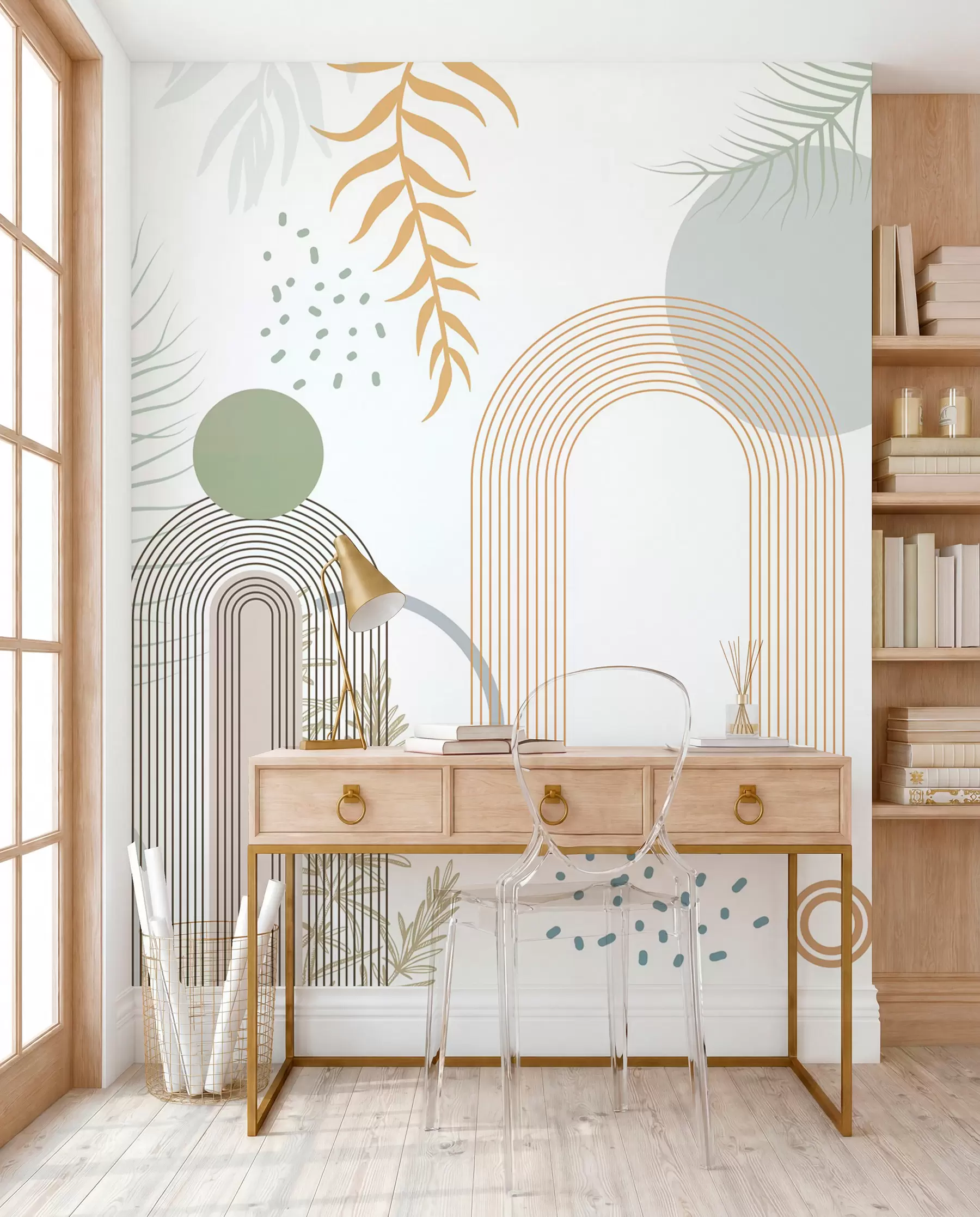 wall murals Leaves and Fine Arches w08835