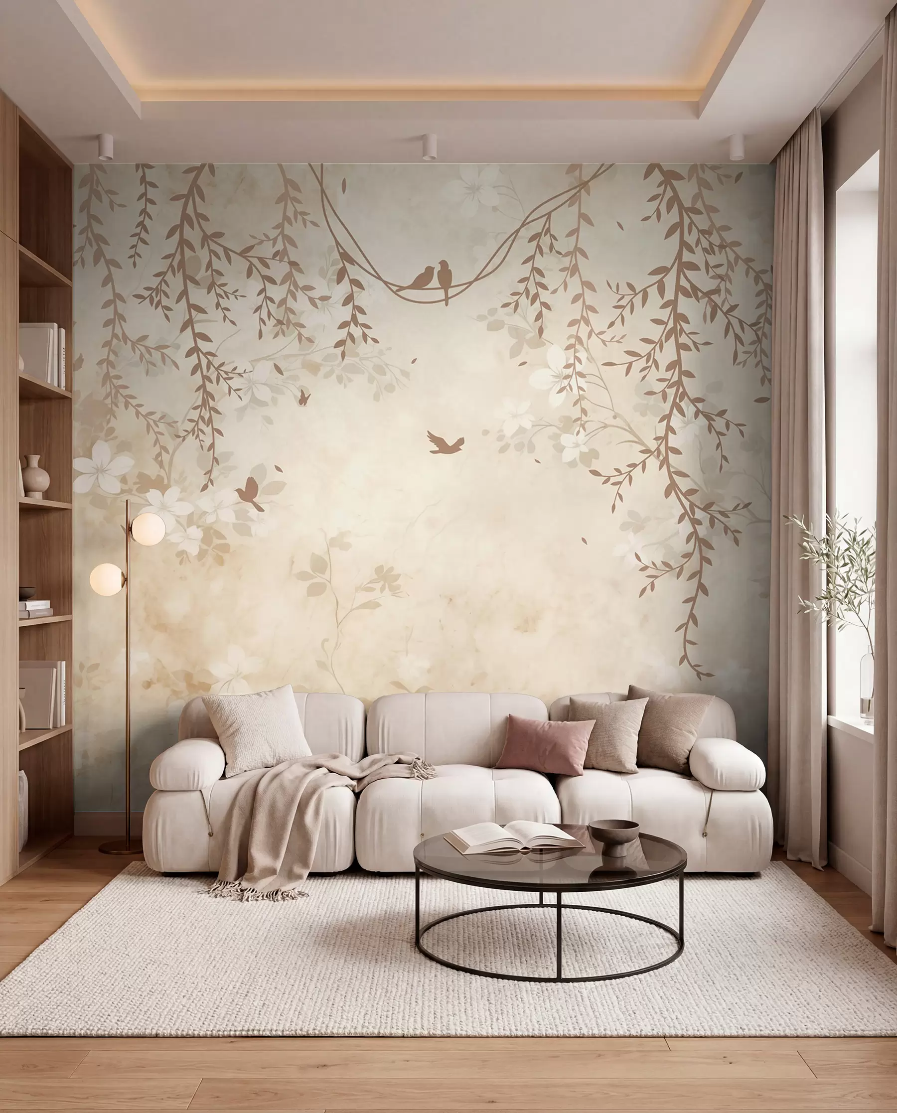 wall murals Birds in Hanging Foliage w08809