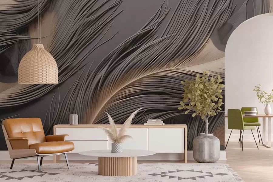 wall murals Peacock feathers on the wall w08786