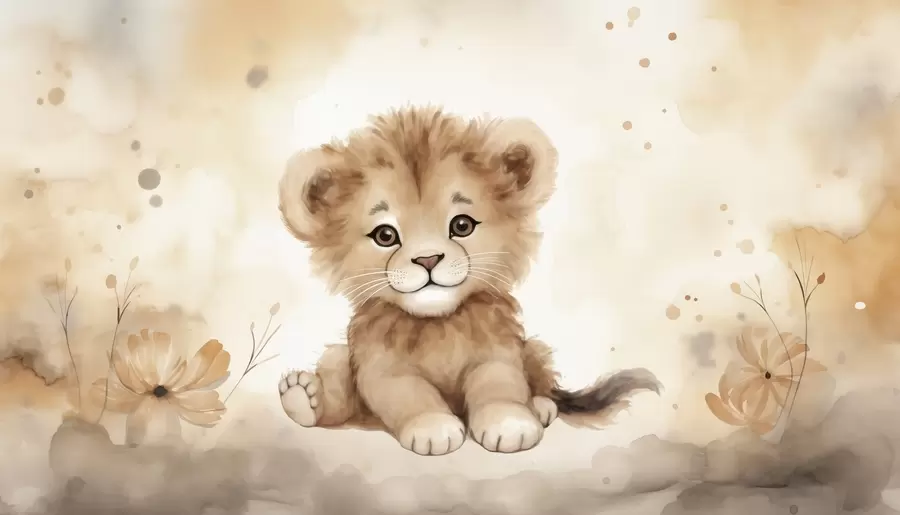 wall murals Little lion cub w08844