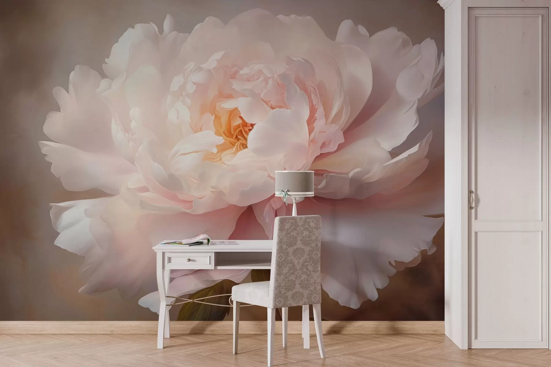 wall murals Blooming peony flower in a delicate color palette w03247