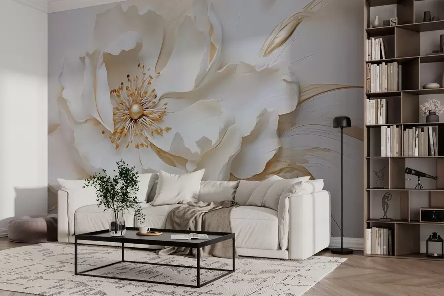 wall murals Delicate flower in bas-relief style w03249
