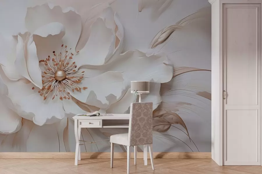 wall murals Delicate flower in pastel colors in bas-relief style w03249v1