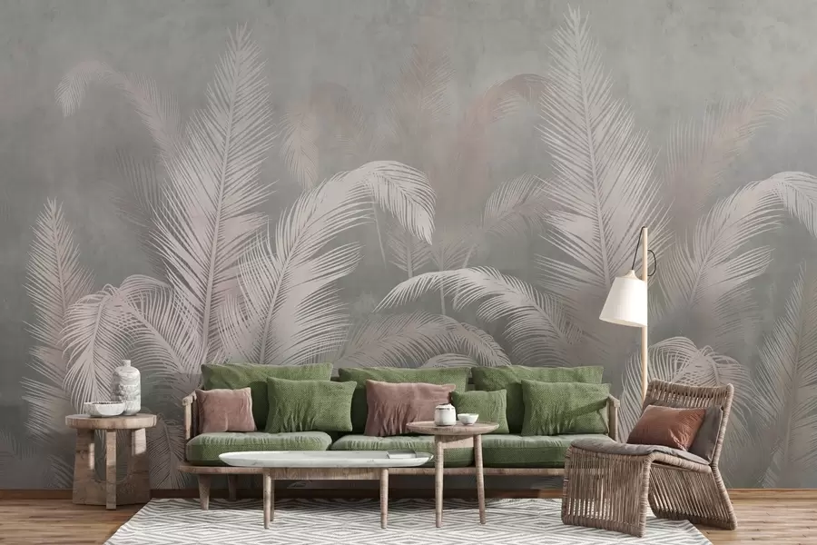 wall murals Tropical palm leaves in grunge style w03250v1