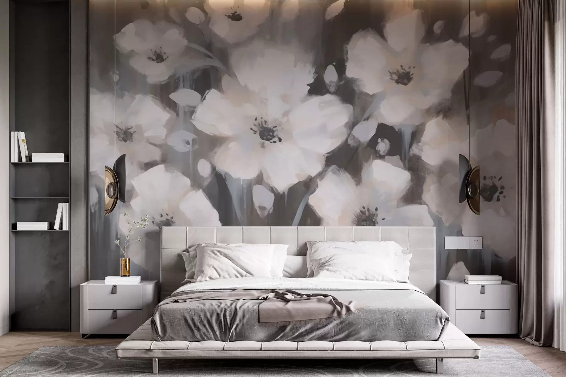 wall murals Large White Flowers w03217