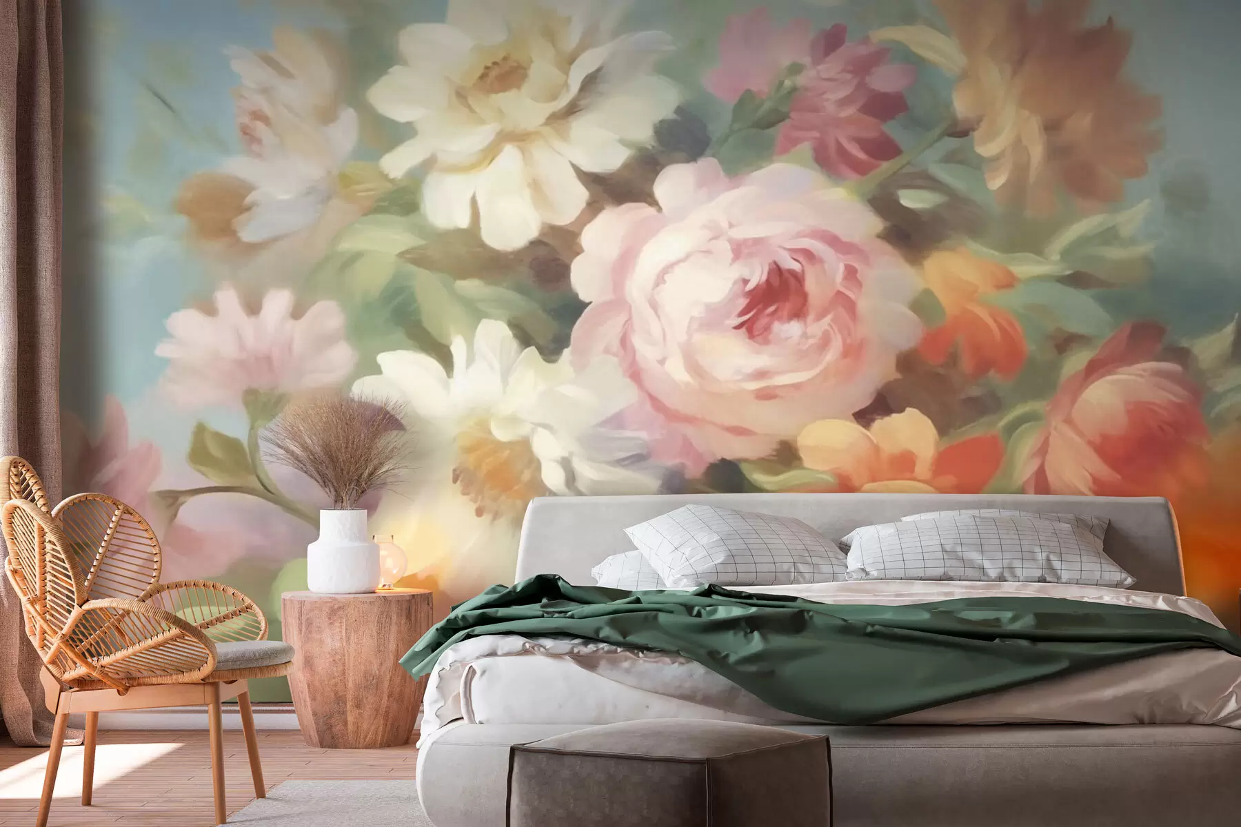 wall murals Vintage Colorful Flowers w03219