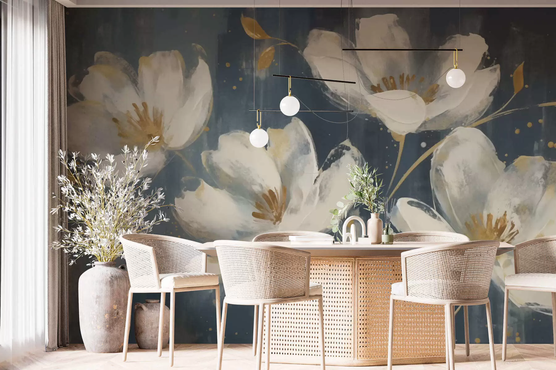 wall murals Large White Flowers w03228