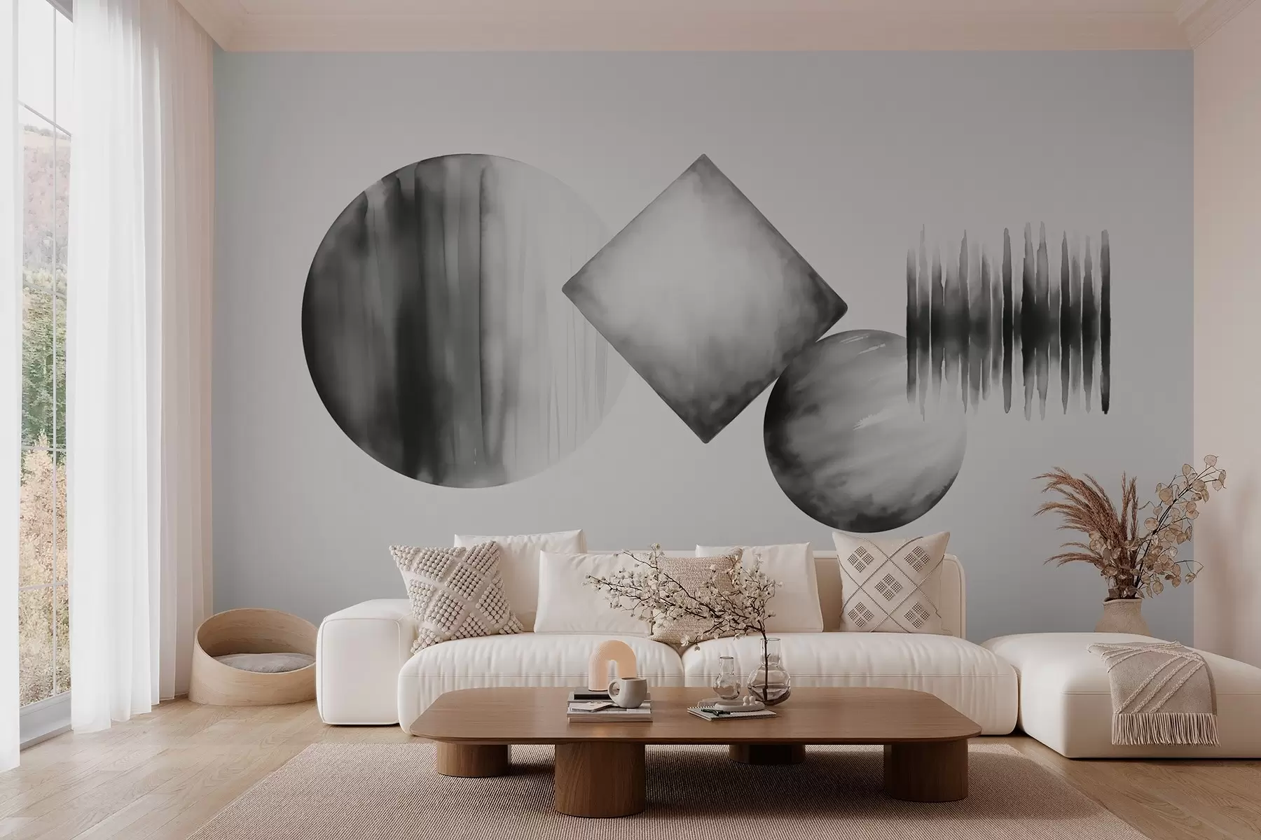 wall murals Geometric shapes abstract imitation watercolor w03183