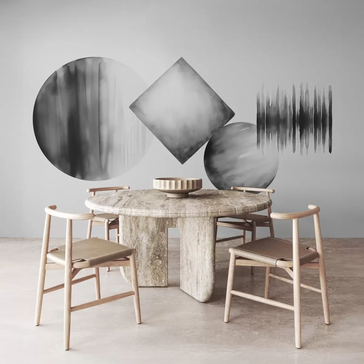 wall murals Geometric shapes abstract imitation watercolor w03183