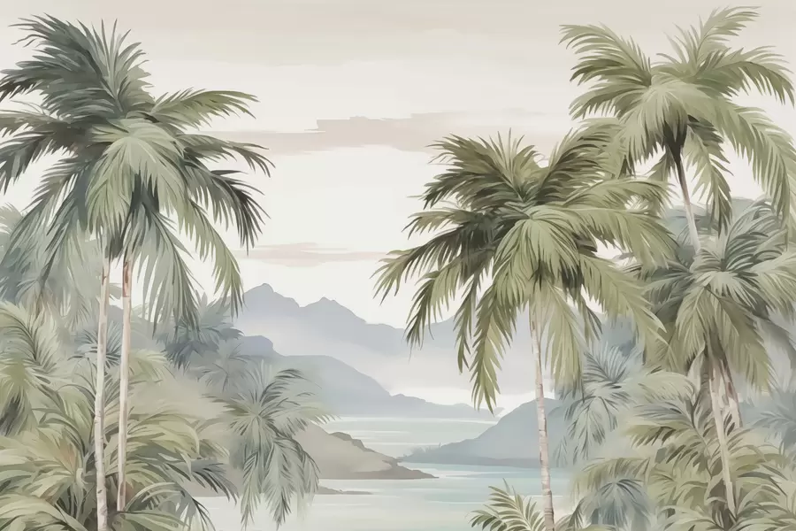 wall murals Palm trees imitation watercolor w03267