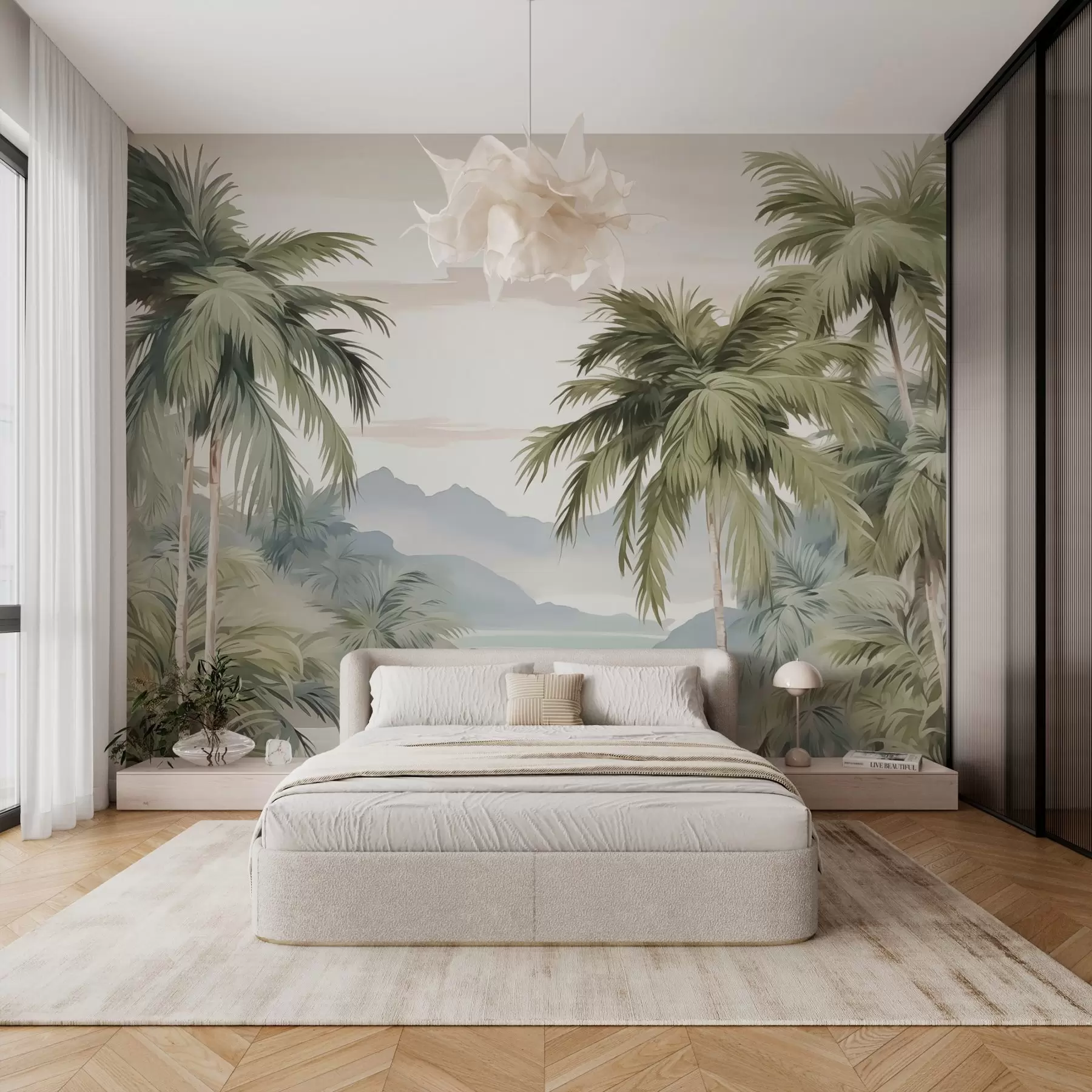 wall murals Palm trees imitation watercolor w03267