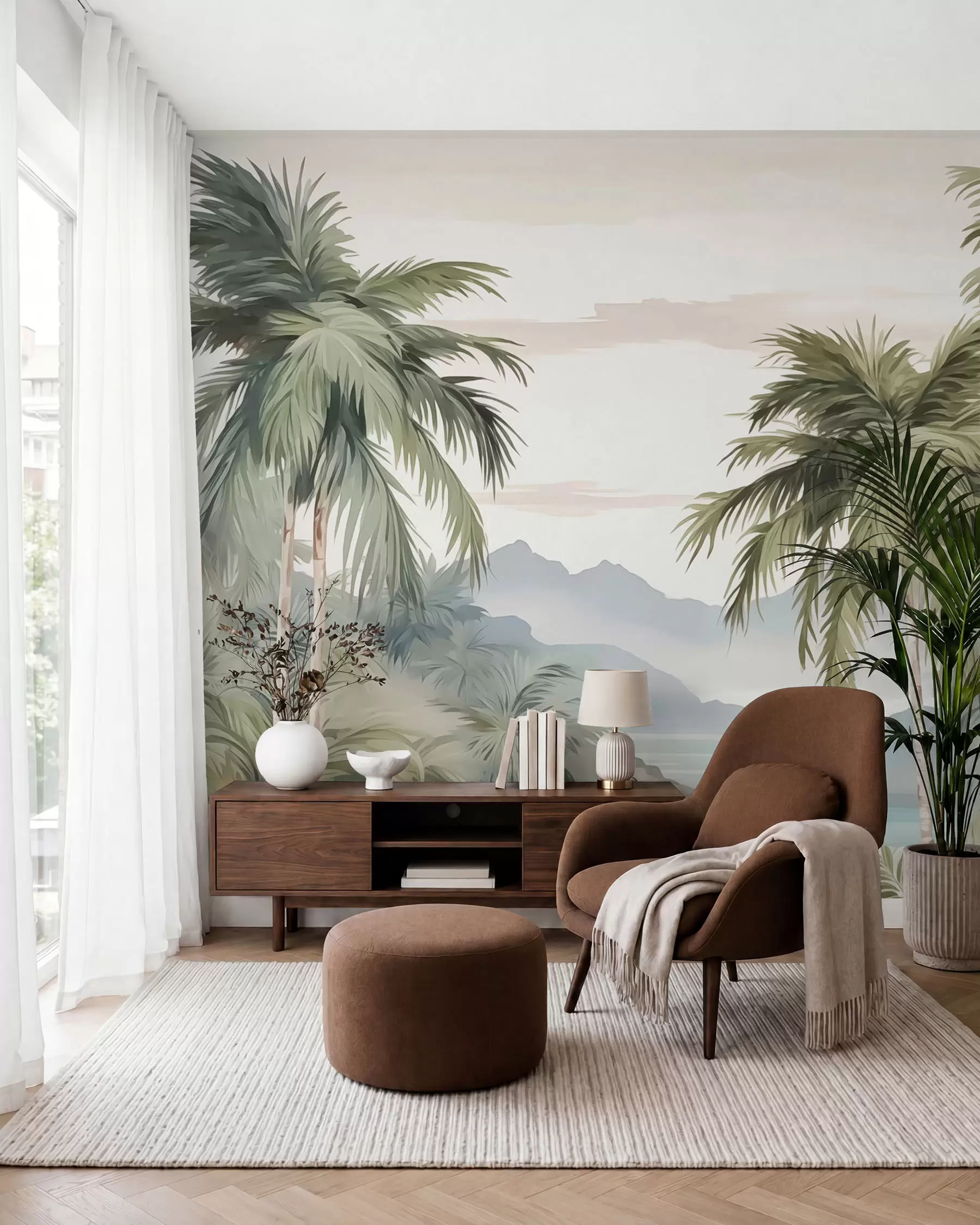 wall murals Palm trees imitation watercolor w03267