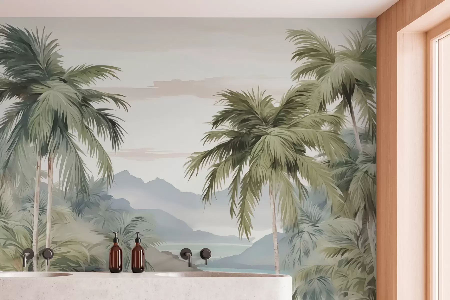 wall murals Palm trees imitation watercolor w03267