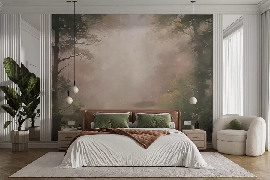 wall murals Fairy forest, sepia w08861