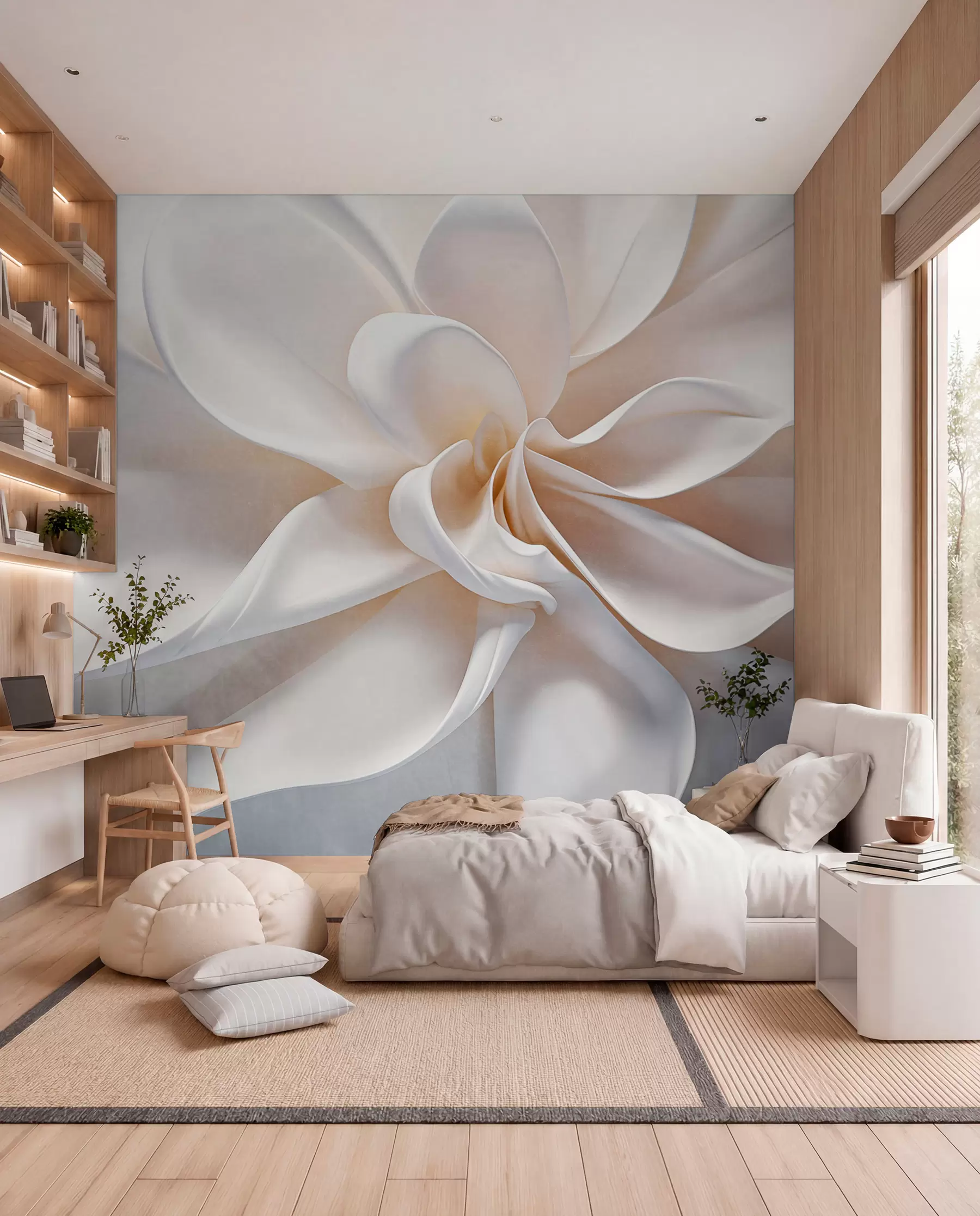 wall murals Unfurling Ivory Flower w08868