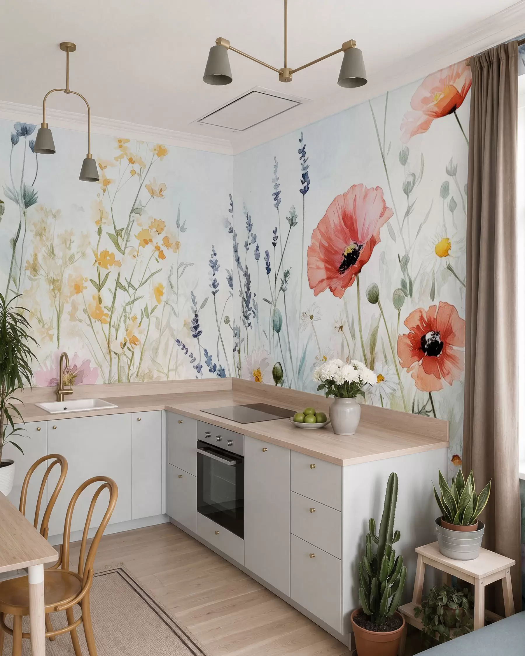 wall murals Watercolour Poppies w03281