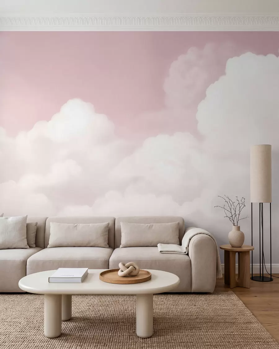 wall murals Clouds in Blush Pink w03301