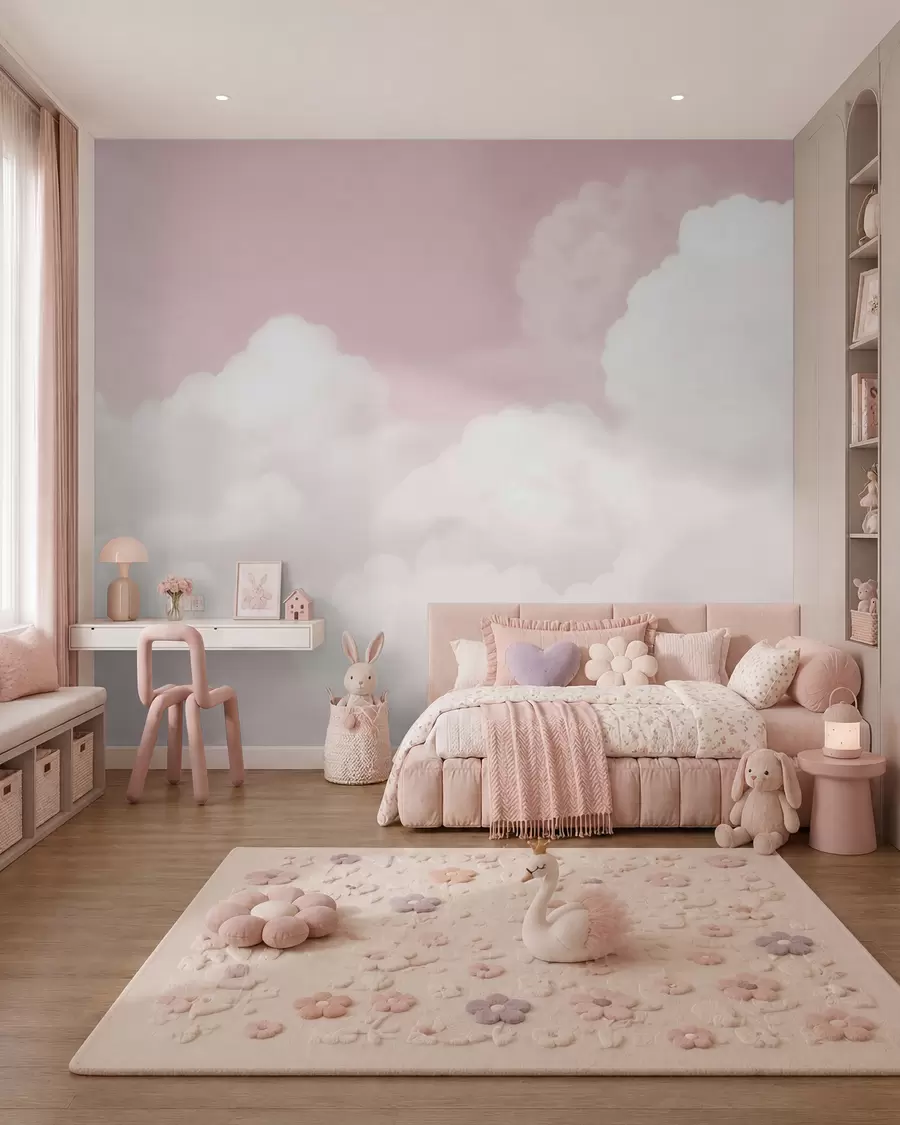 wall murals Pink sky and clouds w03301