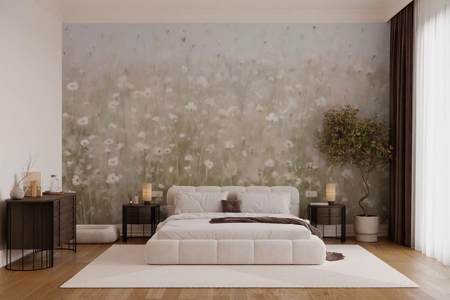 wall murals Field flowers and plants w03309v1