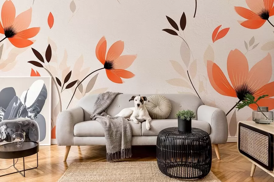 wall murals A minimalist floral pattern w08850