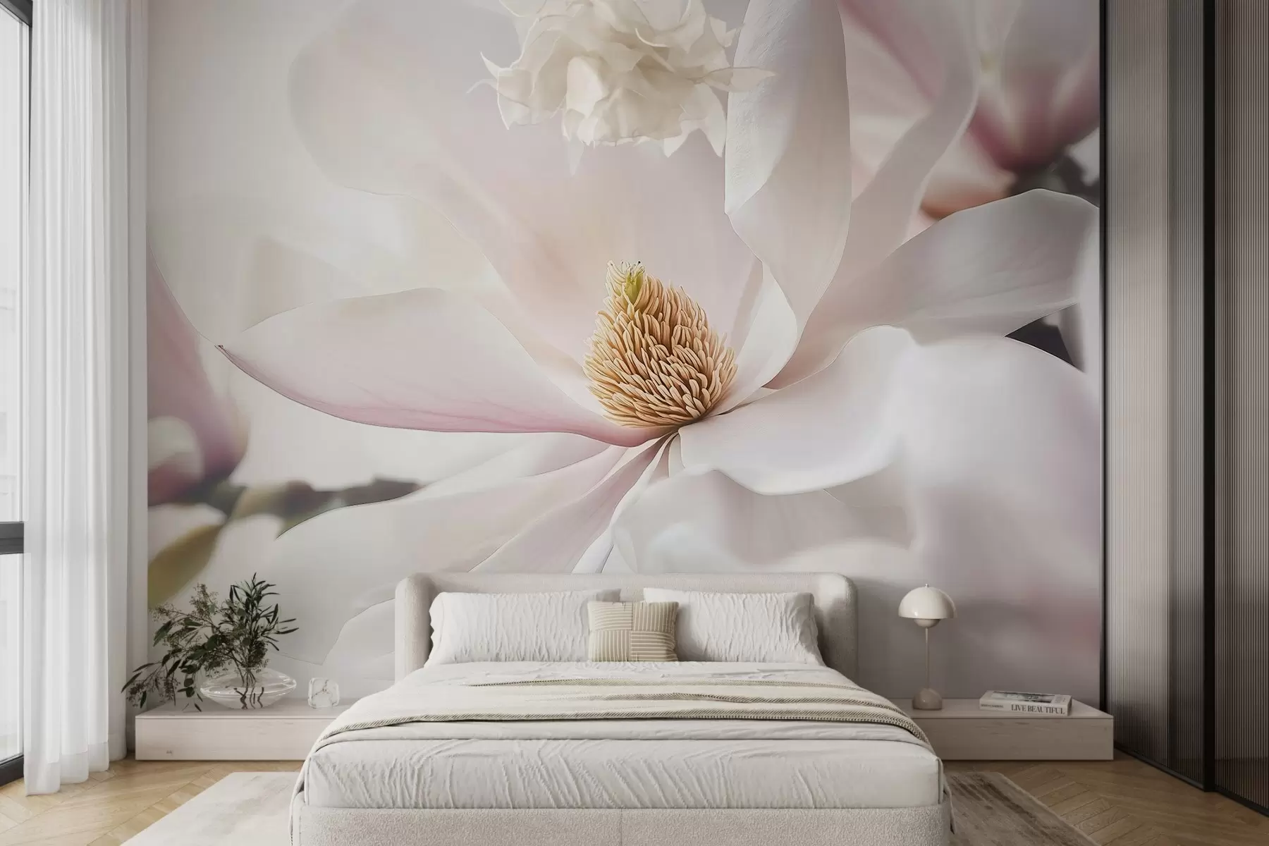 wall murals White magnolia close up w03292
