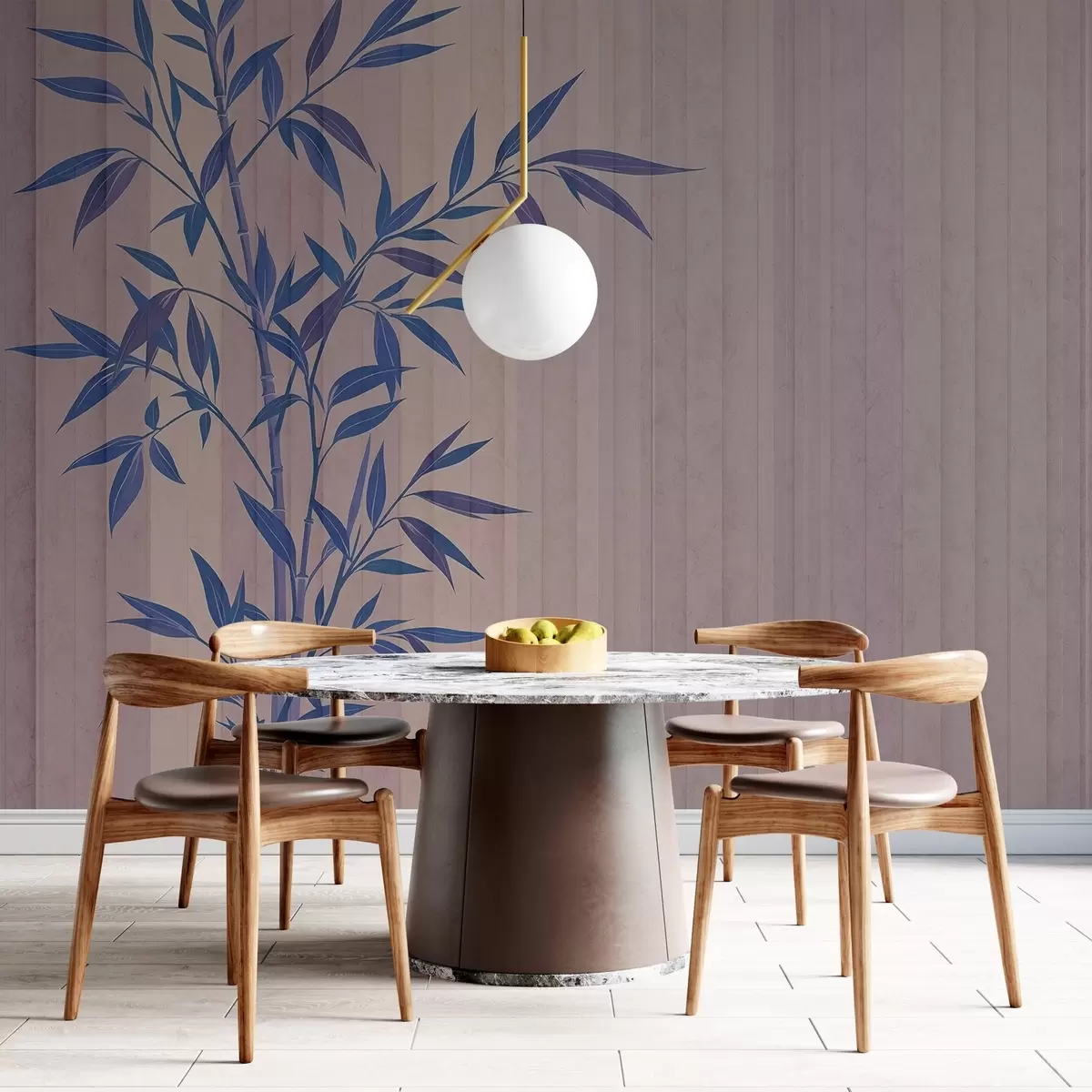 wall murals Painted bamboo on a grunge background w03337