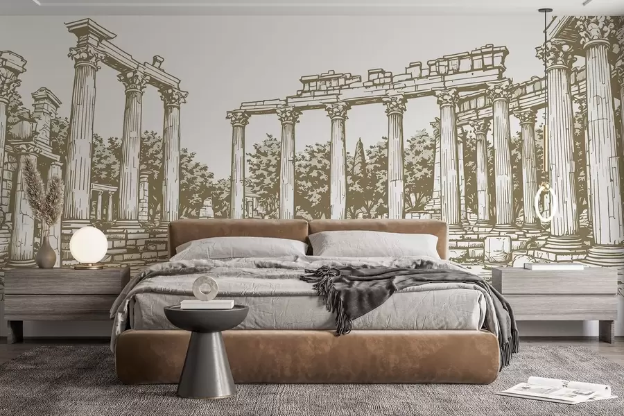 wall murals Hand-drawn ruined city w03341v1