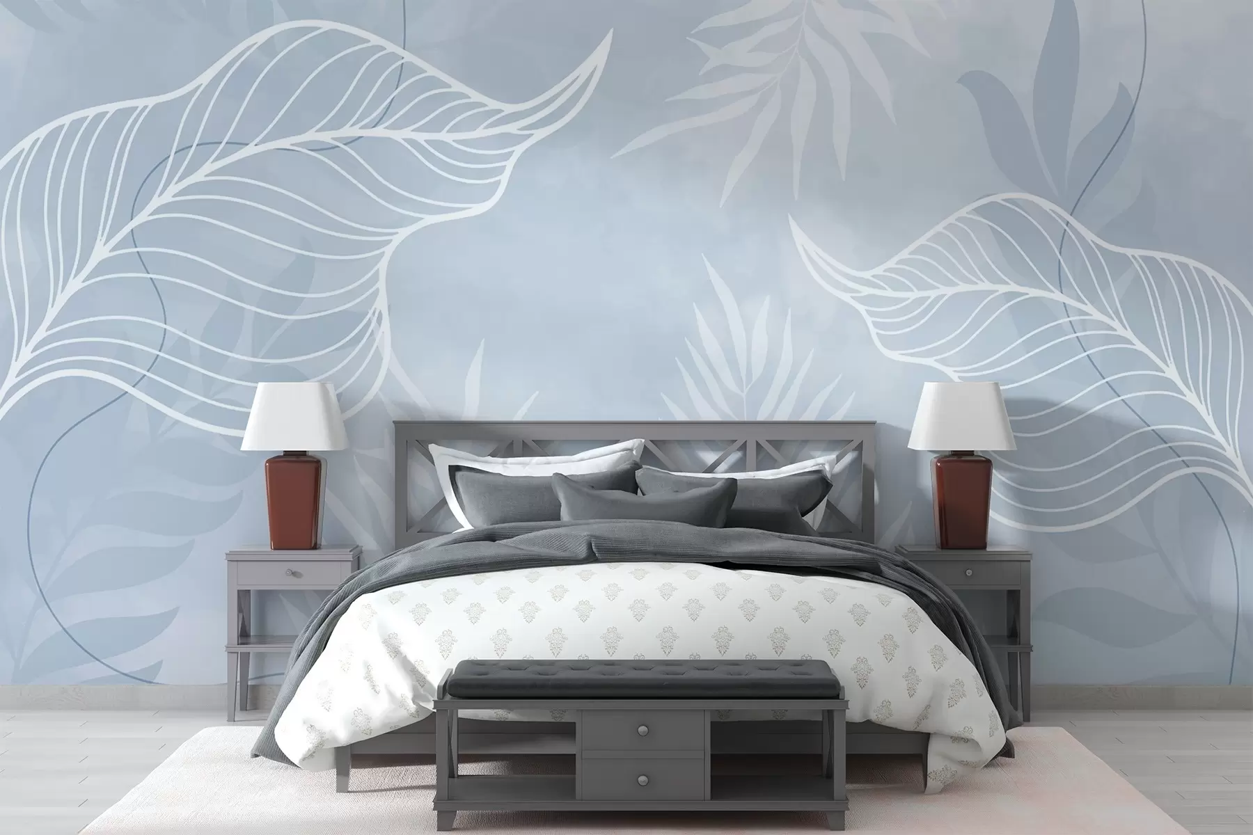 wall murals Linear botanical composition w03235v1