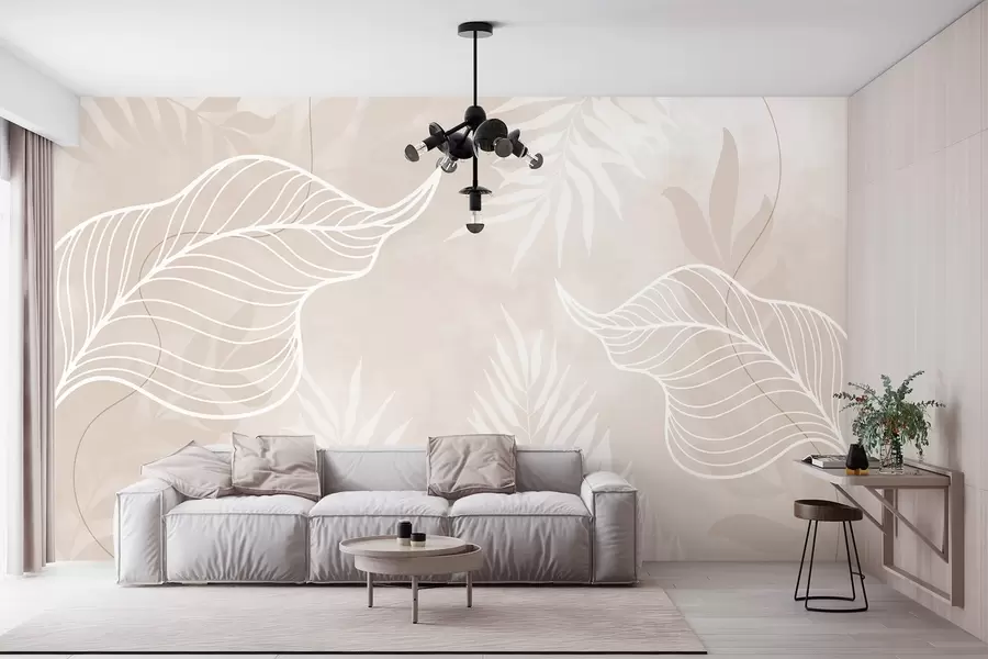 wall murals Linear botanical composition w03235v2