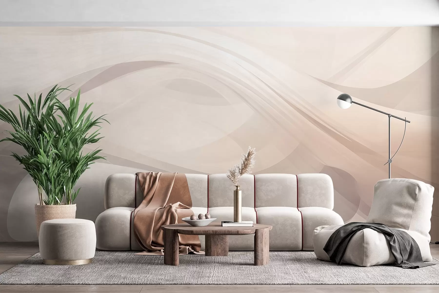 wall murals Abstract waves in light shades w03236