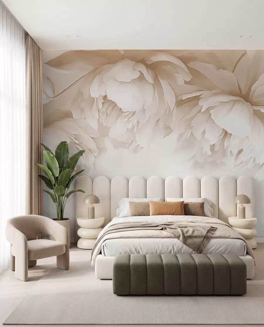 wall murals Cream Peonies w03239