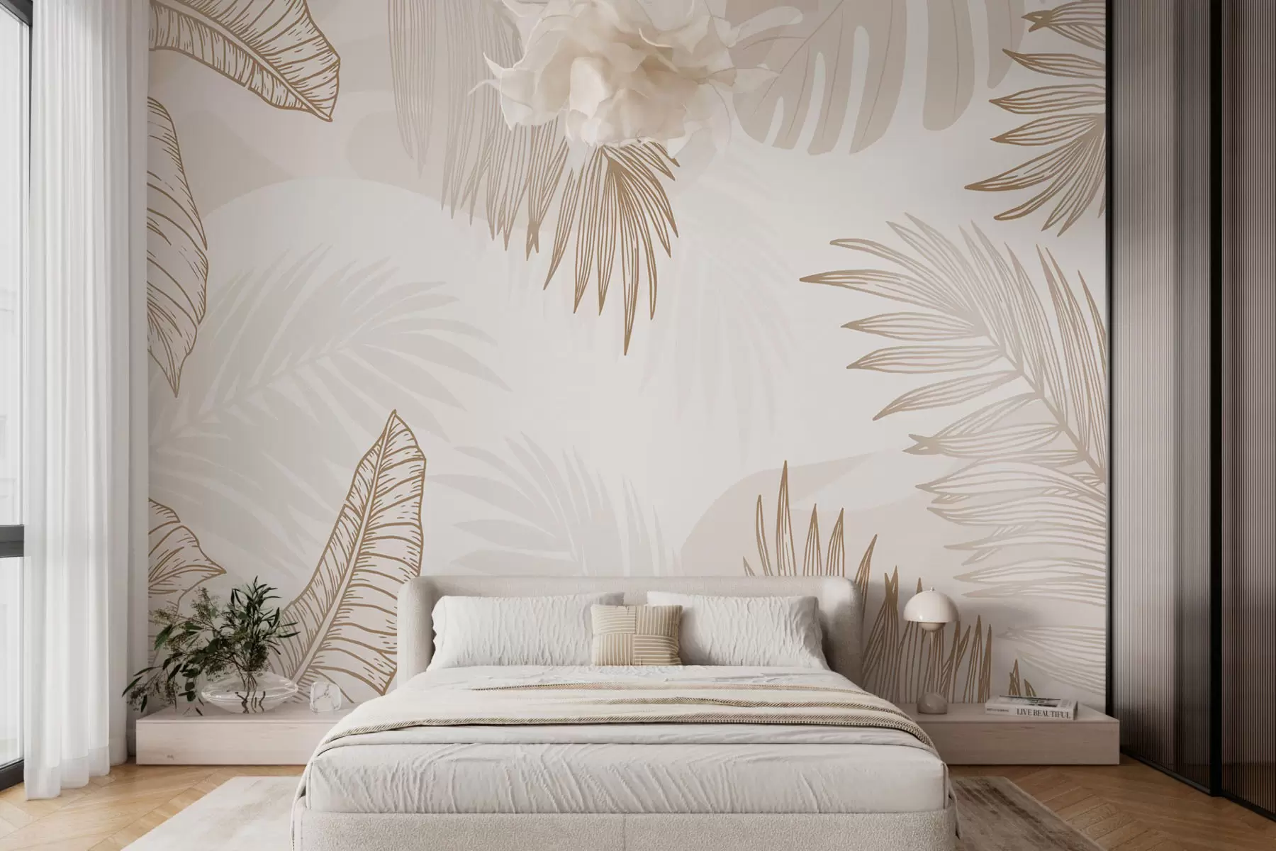 wall murals Tropical leaves in graphic style w03260