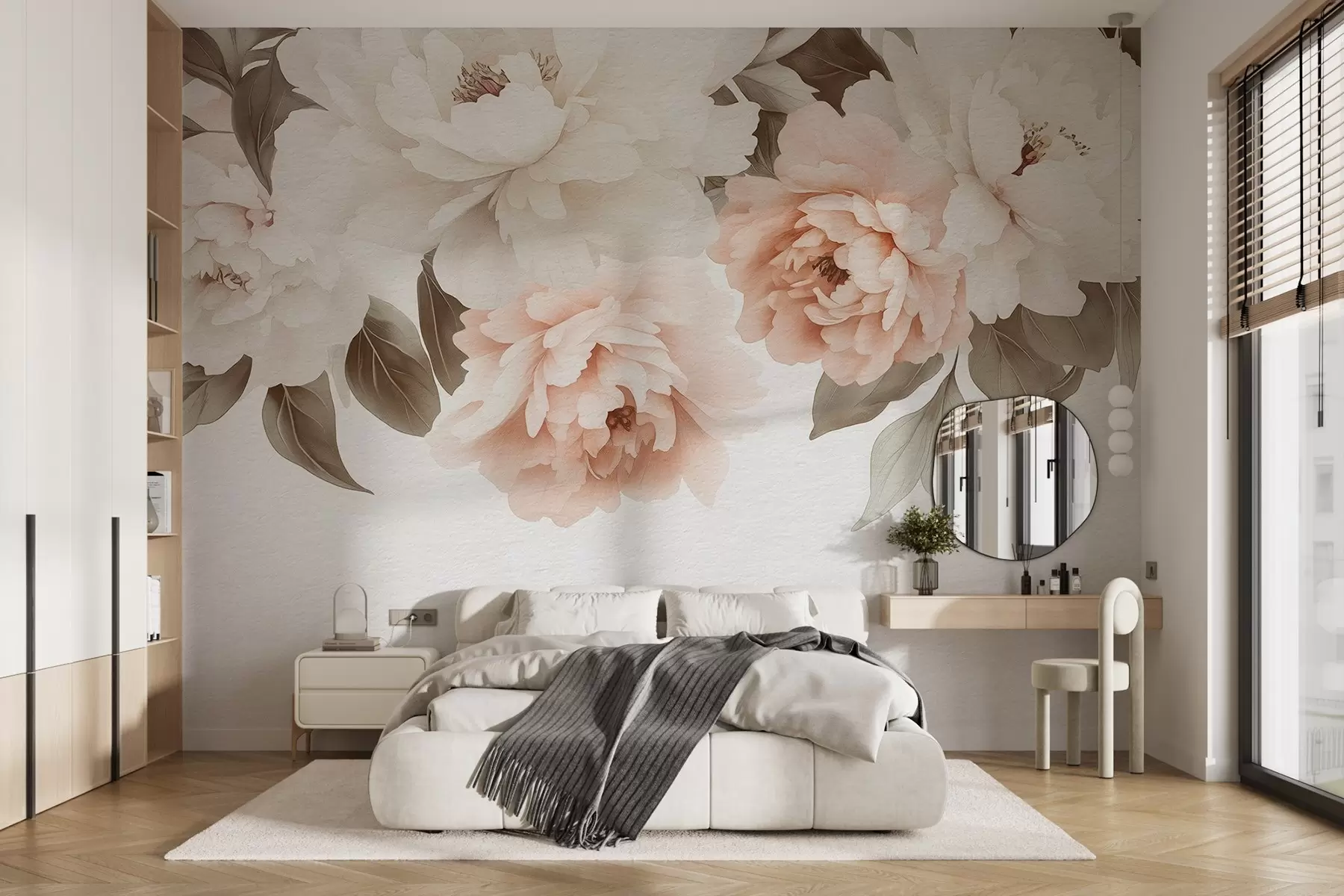 wall murals Delicate watercolor vintage peonies w03317