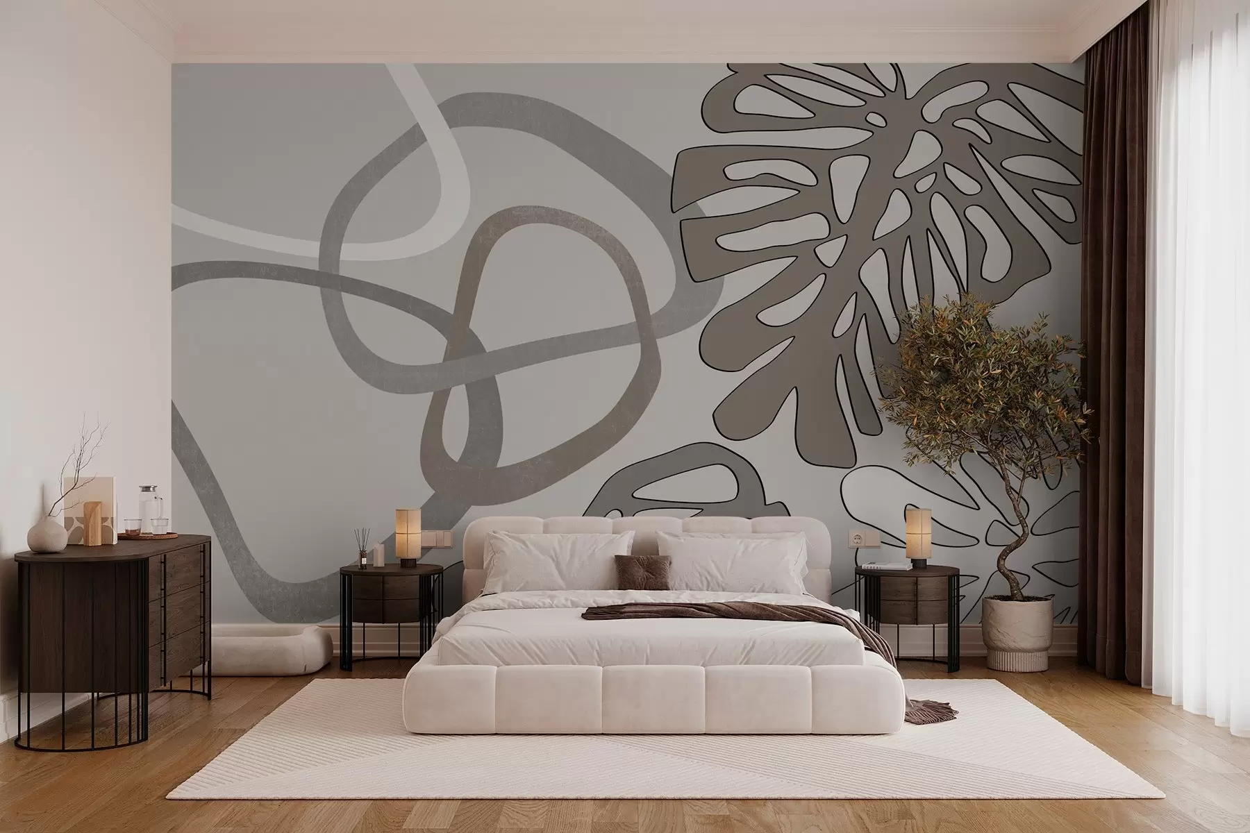 wall murals Abstract figures and monstera leaves w03277v1