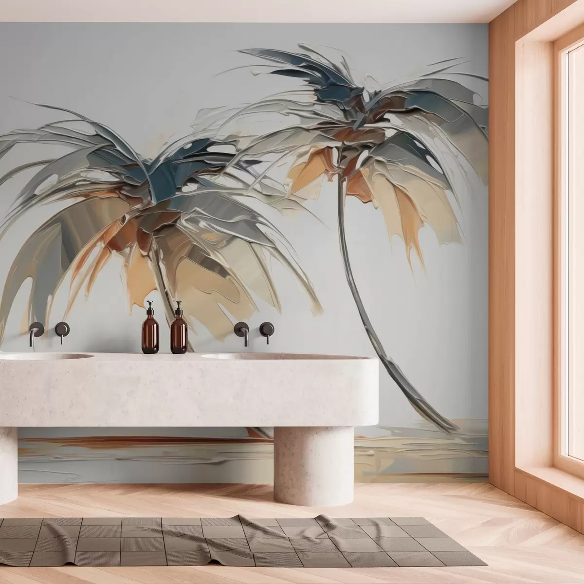 wall murals Palm trees imitation brush strokes w03357