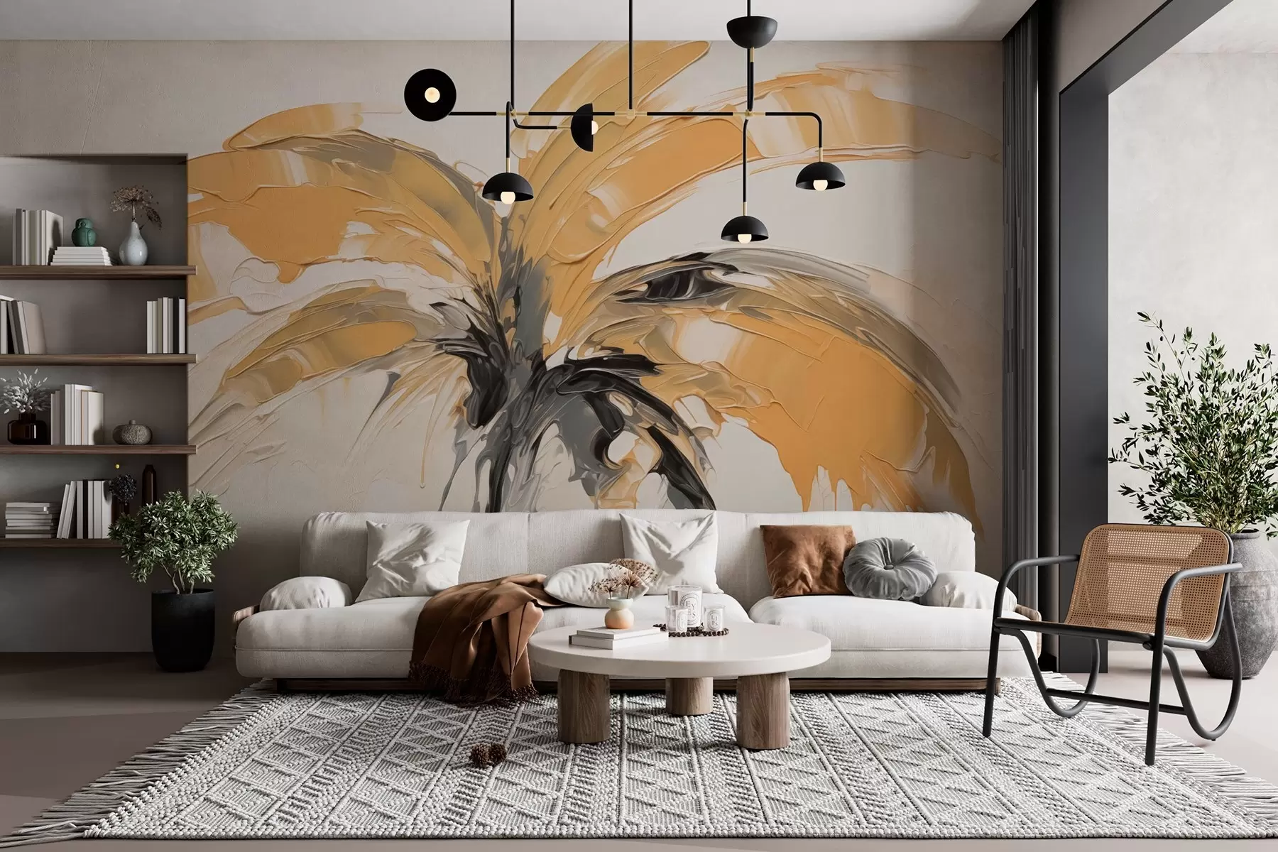 wall murals Palm imitation brush strokes w03363