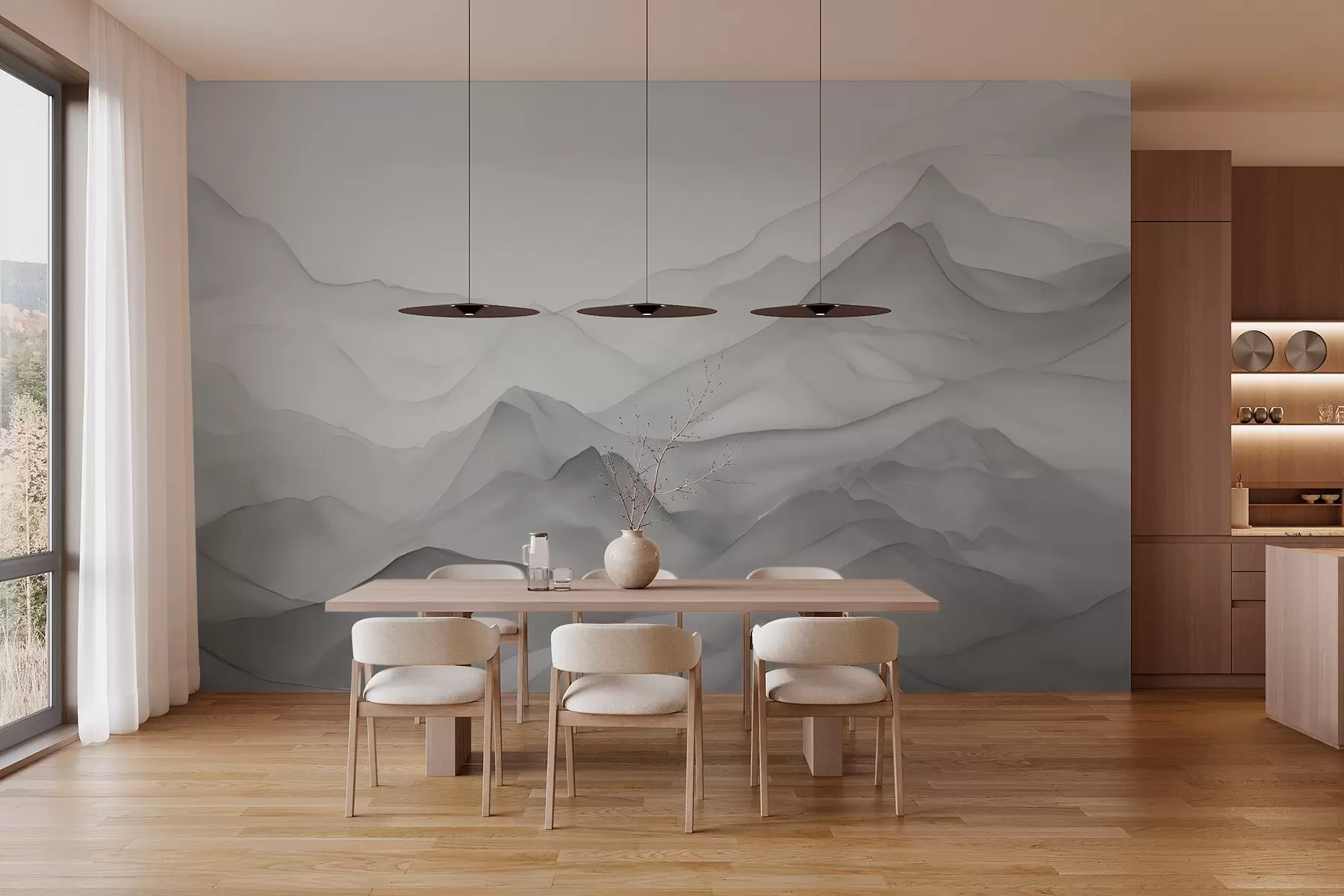 wall murals Mountains imitation watercolor w03364